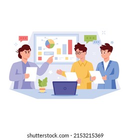 Check this flat illustration of project discussion 

