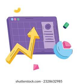 Comprobar esta ilustración plana del crecimiento del sitio web 