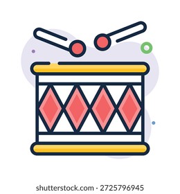 Check this flat outline style icon of drum music