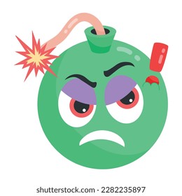 Check this flat sticker of angry bomb 