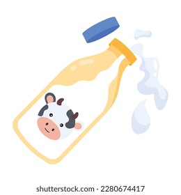 Check this flat sticker of milk bottle 