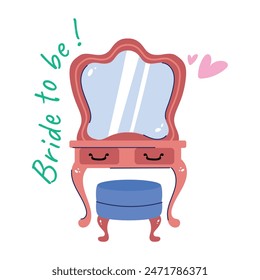 Check this flat style sticker of a vanity table 