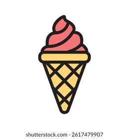 Check this handy line style icon of ice cream cone