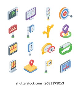 Check this handy pack of location and tracking isometric icons