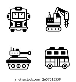 Compruebe este práctico conjunto de iconos de estilo de glifo de viajes de transporte