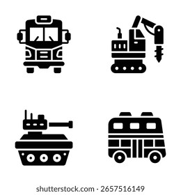 Compruebe este práctico conjunto de iconos de estilo de glifo de viajes de transporte
