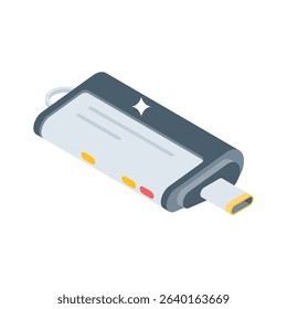 Check this isometric icon showing data usb flash device