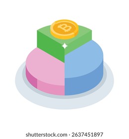Check this isometric style icon of bitcoin analysis report
