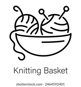 Check this line icon of knitting basket 