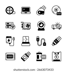 Check this modern set showing db and storage glyph icons