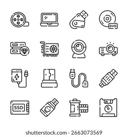Check this modern set showing db and storage outline icons
