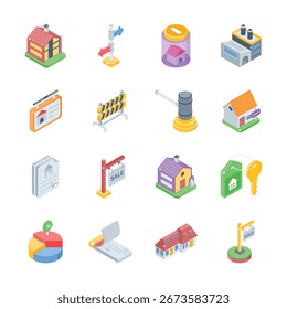 Check this premium collection of real estate isometric style icons