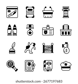 Check this premium collection showing crime and law glyph style icons