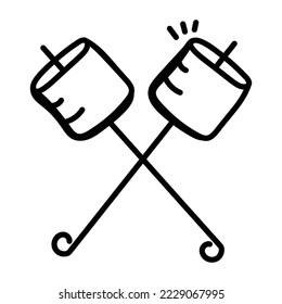 Check this premium doodle icon of roast marshmallows