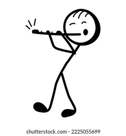 Check this premium hand drawn icon of flutist