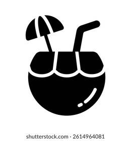 Check this refreshing coconut drink icon designed in glyph style