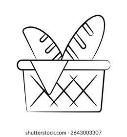 Check this trendy doodle icon showing a loaf basket