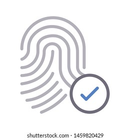 check thumbprint colour line vector icon