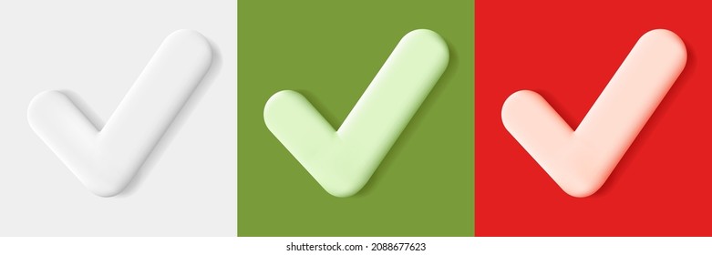 Check tick 3d icon in white red and green box, volume sign