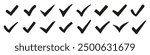 Check or tick icons. Big set of black check or tick icons for design. Check symbol isolated