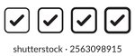 Check or tick icons. Big set of black check or tick icons for design. Check symbol isolated