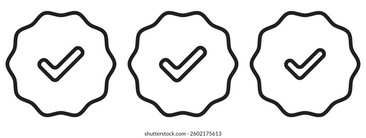 Check or tick icons. Big set of black check or tick icons for design. Check symbol isolated. EPS 10.