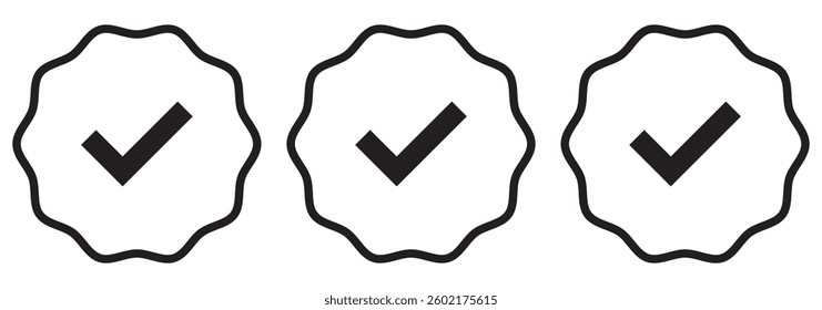 Check or tick icons. Big set of black check or tick icons for design. Check symbol isolated. EPS 10.