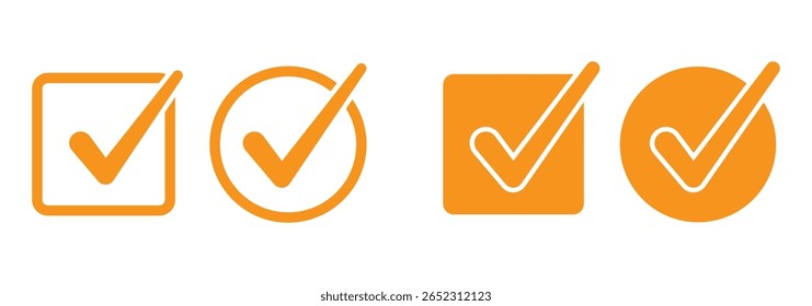 Aktivieren oder aktivieren Sie die Symbole. Große Auswahl an schwarzen Scheck- oder Häkchen-Symbolen für das Design. Symbol einzeln prüfen
