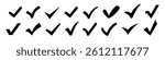 Check or tick icons. Checkmark icons. Checkmark set. Checked check box sign. Approved symbol. Check mark icon. Correct vote choice isolated symbol. Vector Illustration.