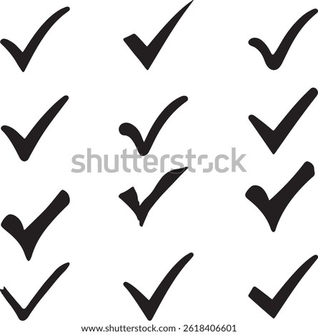 Check or tick icons. A set of black check or tick icons for design. Check symbol isolated