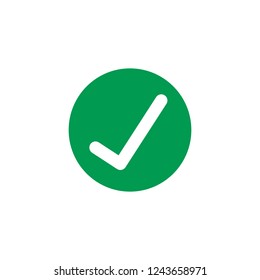 Check tick mark in green circle. vector illustration isolated on white background.