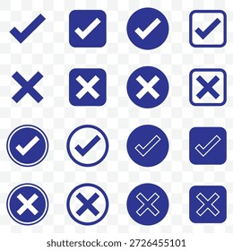 Compruebe el conjunto de iconos de marca de verificación. Caja cruzada x marca de verificación Casilla de verificación v lista Vector dibujar dibujo dibujado a mano doodle pincel marcador checklist symbol wrong right circle. Iconos de marca de verificación Sí o No. eps 10