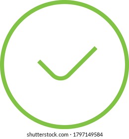 Check tick Valid Seal icon. Blue tick in green circle. Flat OK sticker icon. Isolated on white. Accept button. Good for web and software interfaces. Vector illustration.