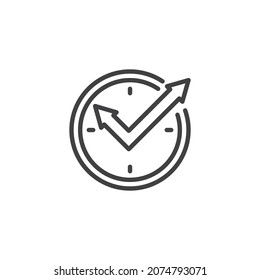 Markieren Sie das Symbol Zeitleiste. lineares Stilzeichen für mobiles Konzept und Webdesign. Uhren mit dem Vektorsymbol mit Markierungslinie. Symbol, Logo-Abbildung. Vektorgrafik