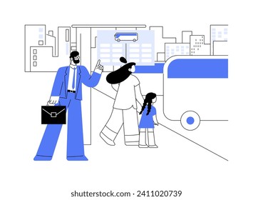 Comprobar la ilustración abstracta del vector de concepto de horarios. Empresario revisando el horario de los autobuses urbanos, los servicios de transporte urbano, esperando la metáfora abstracta de salida del transporte público.