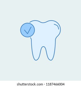 Check tooth 2 colored line icon. Simple colored element illustration. Outline symbol design from dental set