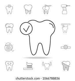 Check tooth icon. Detailed set of dental outline line icons. Premium quality graphic design icon. One of the collection icons for websites, web design, mobile app on white background