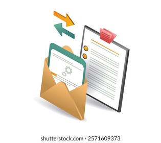 Check transaction email data concept illustration