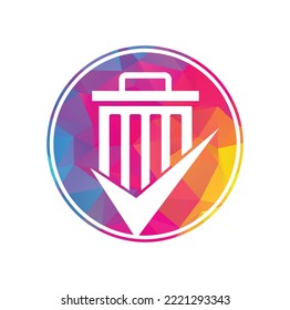 Check trash vector logo template. Good trash vector logo template. Tick bin logo icon vector logo.