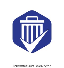 Compruebe la plantilla del logotipo del vector de la basura. Buena plantilla de logotipo vectorial de basura. Logotipo vectorial del icono de la papelera.