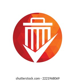Check trash vector logo template. Good trash vector logo template. Tick bin logo icon vector logo.