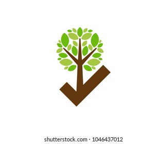 Check Tree Icon Logo Design Element