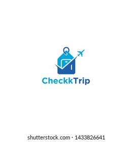Check Trip Icon Design, Suitcase and Airplane logo Design Template, discount Travel Logo Design Template
