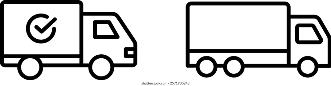 "Check Truck or Lorry Icon Representing Vehicle Inspections, Freight Transportation, Logistics, and Safety Compliance for Road Transport Operations"