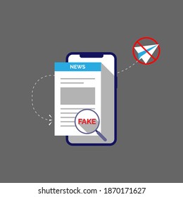 check the truth and don't share hoax, fake news app on smartphone concept illustration flat design vector eps10