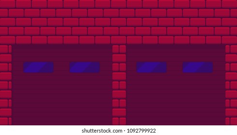 Check in the underground parking. Brick wall with the entrance to the garage.