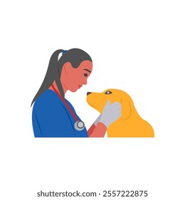 Check Up, Veterinary Flat Vector Illustration