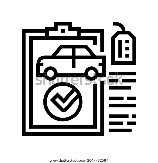 check used car line icon\
vector. check used car sign. isolated contour symbol black\
illustration