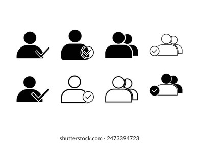 check user icon vector accept person profile avatar with checkmark yes tick symbol, checked user profile account approved icon