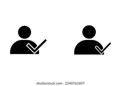 check user icon vector accept person profile avatar with checkmark yes tick symbol, checked user profile account approved icon
